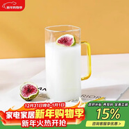 唯銘諾方形玻璃杯大容量色彩手把高顏值咖啡牛奶早餐杯 黃色玻璃杯400ML