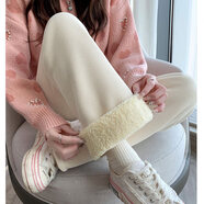 琮亭孕婦褲冬季加絨加厚2025新款孕早期羊羔絨褲子外穿秋冬款闊腿褲女 【特厚絨】杏色- 【適合溫度0度以下】   3XL