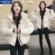 莫代爾小個(gè)子棉衣女韓版洋氣棉服女短款加厚2025冬季百搭外套連帽棉襖女 米白色 L (105-145斤)