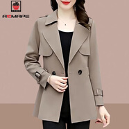 AEMAPE西裝短外套女士裝春秋季2026年新款小個(gè)子休閑西服時(shí)尚洋氣上衣 卡其色 2XL