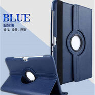 三星適用Note101N8000平板保護套橫豎支架防摔簡(jiǎn)約純色硬旋轉翻蓋荔枝 荔枝紋旋轉平板保護套-深藍+鋼化膜三星N8000