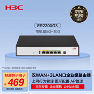 華三（H3C）5口千兆企業(yè)級有線(xiàn)路由器ER2200G3帶機100醫保專(zhuān)線(xiàn)民宿酒店 雙WAN口 行為管控 內置AC