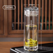 格亞官方高檔玻璃杯辦公室商務(wù)杯子雙層泡茶杯純鈦水杯男2025新款 380ml (雙層隔熱 禮盒裝)