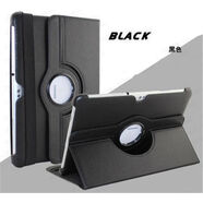 三星適用Note101N8000平板保護套橫豎支架防摔簡(jiǎn)約純色硬旋轉翻蓋荔枝 荔枝紋旋轉平板保護套-黑色+鋼化膜三星N8000