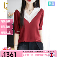 OLJ高檔品牌T恤女2025年夏季新款法式高級感撞色假兩件輕薄透氣上衣 曙光紅 M