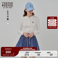 Teenie Weenie小熊女裝長(cháng)袖T恤2025秋季新款半開(kāi)襟溫柔時(shí)尚打底衫 象牙白 L