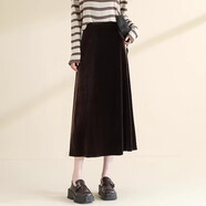 芮妍雅金絲絨半身裙女秋冬中長(cháng)款2025新款傘裙高級感顯瘦黑色a字裙長(cháng)裙 咖色【專(zhuān)柜柜貨】 常規 S /26  一尺9