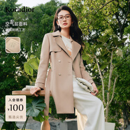 珂萊蒂爾【盈動(dòng)綻放】2025通勤氣質(zhì)淑女雙排扣風(fēng)衣外套上衣女 灰橙 XL