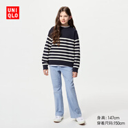 優(yōu)衣庫童裝女童微喇牛仔褲水洗產(chǎn)品喇叭休閑長(cháng)褲479102 62 粉藍色 130