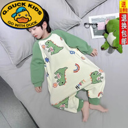 G.duck兒童連體睡衣春秋新款長(cháng)袖寶寶恐龍卡通防著(zhù)爬行服男童家居服 彩虹噴火龍【連體衣】 120cm