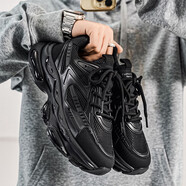 春季黑武士男鞋男款休閑增高黑色男士跑步減震氣墊運動(dòng)鞋老爹潮鞋 RF-VZS8099黑色 39