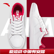 安踏男鞋板鞋冬季男士休閑小白鞋滑板鞋旅游運動(dòng)鞋子男 白紅-1 40