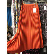 風(fēng)琴百褶半身裙女高腰簡(jiǎn)約顯瘦遮胯百搭大擺長(cháng)裙ins春夏裙半身潮 桔紅 均碼 均碼