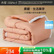 水星家紡被子冬被 A類(lèi)被子冬季厚被芯保暖纖維被褥220×240cm駝色
