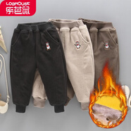 樂(lè )芭鼠（LOBMOUSE）樂(lè )芭鼠童裝寶寶棉褲男女童冬裝兒童褲子外穿加厚嬰兒幼童加絨長(cháng)褲 黑灰色（圣誕企鵝棉褲） 90碼建議1-2歲 ( 80-90cm )
