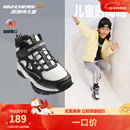 Skechers斯凱奇兒童絨絨靴男女童冬季防滑兒童加絨運動(dòng)鞋中幫棉靴302527L 鞋口加絨/白色/黑色/WBK 33.5