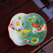 心花怒放家居裝飾品鴨子香皂盒陶瓷水鴨田園肥皂盒皂盤(pán)皂碟皂盒果盤(pán)點(diǎn)心盤(pán) 錦鯉糖果碗20*17點(diǎn)8*4