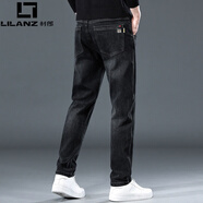 利郎（LILANZ）黑色牛仔褲男士夏天2025新款修身直筒夏季薄款美式潮牌休閑褲子男 7620-1黑灰 33