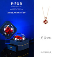 爾怡999足銀馬年本命年項鏈女款鎖骨鏈屬馬吊墜2026款新年禮物送女友 《幸運加“馬”》項鏈+永恒永生花盒