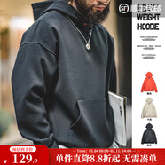 馬登工裝重磅毛呢連帽衛衣男外套美式休閑套頭衫男士運動(dòng)上衣秋季男裝 黑色 M