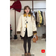 魅耀涂涂家''50羊毛 90白鴨絨燈芯絨拼接袖斗篷大衣羽絨外套12.23 米色【需洗滌】 不退換 均碼 80-140胸120長(cháng)67