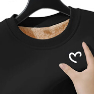 以純（YISHion）天鵝絨和加厚的男士時(shí)尚運動(dòng)衫溫暖連帽上衣服裝2025新的冬季夫婦 Y900羊羔絨黑色【C116】 M 70-90斤