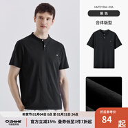 千紙鶴（Q ZHIHE）男裝夏季輕薄短袖t恤男中式小立領(lǐng)復古青冰絲涼感半袖上衣21594 03A黑色 S