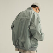 字由春秋季美式重磅休閑刺繡棒球服男女日系潮牌寬松飛行夾克外套 豆綠色 M