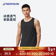 迪卡儂運動(dòng)背心男速干無(wú)袖休閑寬松透氣輕盈汗衫FIC ME4030141時(shí)尚黑S