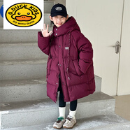 G.duck新品2025秋冬新款韓版兒童中長(cháng)款羽絨棉服中大童絨服男女寶寶加厚 酒紅色 170 cm