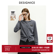 迪賽尼斯2025年冬季新款MIU系學(xué)院風(fēng)羊毛開(kāi)衫氣質(zhì)圓領(lǐng)毛針織衫女 深灰 S