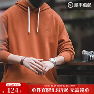 馬登工裝美式復古連帽衛衣男純色休閑上衣秋季男裝外套男士運動(dòng)帽衫 磚紅色 XL