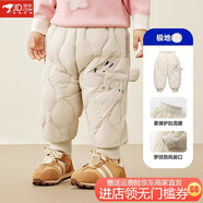 G.duck同款品牌寶寶兒童羽絨褲男童女童外穿輕薄高腰護肚冬季加厚嬰兒保 卡其小狗 【高腰護肚】 80 cm 【高68-79cmb