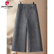 皮爾卡丹（pierre cardin）媽媽闊腿褲秋冬加絨加厚小個(gè)子八分羊毛呢直筒褲九分呢子褲配短靴 淺灰九分 2566 加厚 L 28碼