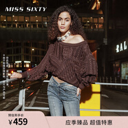 MISS SIXTY毛針織衫女復古麻花紋理毛衣不對稱(chēng)慵懶風(fēng) 深啡 XS