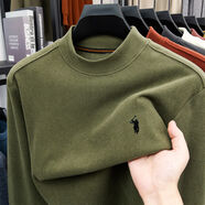 保羅長(cháng)袖T恤男半高領(lǐng)雙面真德絨2025秋冬新款加厚保暖內搭打底衫 橄欖綠 M 165M