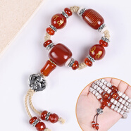 佳人飾界金剛星月菩提配飾四件套裝套餐桶珠隔片藏式佛頭三通佛珠銀配件 紅瑪瑙套裝【A】六字真言款(適用于10/11mm)