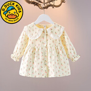 G.duck小黃鴨童裝女童秋冬套裝嬰兒寶寶連衣裙兩件套1歲2歲春季小孩衣服 粉色 雙花裙(單裙) 常規 90 cm