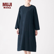 MUJI MUJI 女式 印度棉雙層紗織 圓領(lǐng)連衣裙 BCL10C0S 深海軍藍 M-L