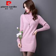皮爾卡丹（pierre cardin）中長(cháng)款加厚毛衣女秋冬半高領(lǐng)韓版寬松包臀針織衫2026新款打底衫 粉紅色 L 105-115斤