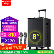 山水（SANSUI） E08E12E15戶(hù)外拉桿移動(dòng)k歌廣場(chǎng)舞唱歌拉桿音箱無(wú)線(xiàn)藍牙室內室外大功率演出表演拓展活動(dòng)音響 E08（8吋重低音+雙話(huà)筒）