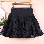 韓版蕾絲短裙松緊腰打底裙春秋大尺碼歐根紗蓬蓬裙冬裙女裝半身裙 黑色E款防走光短褲 均碼 L13碼適合腰圍2尺2到2尺4