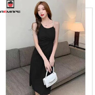 AEMAPE女裝2026春夏季新款連衣裙女高級設計感吊帶裙法式雪紡裙子 黑色連衣裙 S _[建議80-64斤]