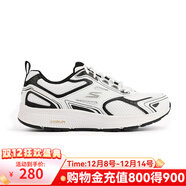 斯凱奇男鞋2025新款跑步鞋防滑減震跑鞋休閑運動(dòng)鞋軟底回彈戶(hù)外鞋 白黑色/WBK 42