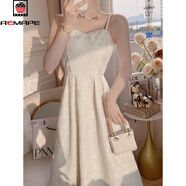 AEMAPE國風(fēng)新中式復古氣質(zhì)開(kāi)衫吊帶改良旗袍套裝裙子2025春秋連衣裙女裝 杏色【吊帶裙】單件 S 建議80-95斤