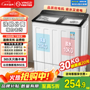 揚子揚子集團洗衣機半自動(dòng)老式家用雙桶大容量雙缸洗衣機藍光 洗脫雙筒小型波輪 30KG 【洗20+10脫|洗脫分離|玻璃面板】