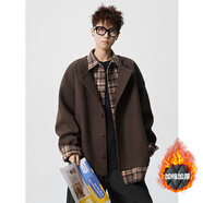 無(wú)畏前行（GQWWQX）大碼毛呢外套男冬季加厚短款英倫西裝風(fēng)衣高級感痞帥休閑呢子大衣 F36咖啡拼接款 M