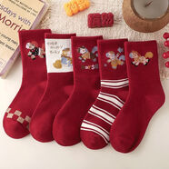 暢印兒童紅色襪子男童女童本命年生肖秋冬款中筒2026新年馬年冬季襪子 奔跑小馬A 5-7歲 32-35碼