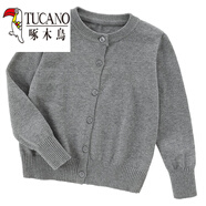 啄木鳥(niǎo)（TUCANO）2025新款女裝寬松針織開(kāi)衫純·棉春秋外套純色百搭圓領(lǐng)毛衣針織衫 灰色 XL 175/96A