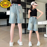 G.duck品牌童裝女童牛仔短褲夏季薄款外穿女大童寬松中褲兒童褲子休閑五 淺藍色 150 cm